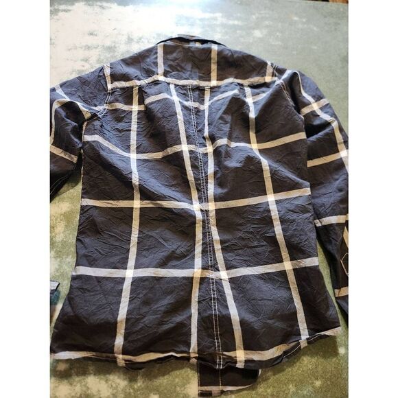 Frank & Eileen Barry Windowpane Texture black&white Cotton Shirt sz Small - Picture 4 of 5